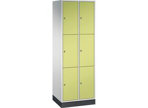 4061261143673 - INTRO Stahl-Schließfachschrank Fachhöhe 580 mm BxT 620 x 500 mm 6 Fächer Korpus lichtgrau Türen viridingrün