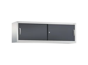 4052574992980 - ACURADO Aufsatzschrank mit Schiebetüren HxBxT 500 x 1600 x 400 mm lichtgrau   schwarzgrau