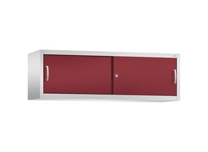 4053597248184 - ACURADO Aufsatzschrank mit Schiebetüren HxBxT 500 x 1600 x 400 mm lichtgrau   rubinrot