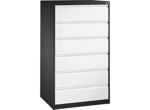 4062084676430 - Karteikartenschrank ACURADO 3-bahnig 6 Schübe schwarzgrau   verkehrsweiß