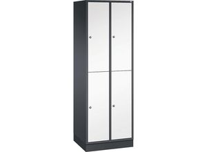 4061261121183 - INTRO doppelstöckiger Stahl-Garderobenschrank BxT 620 x 500 mm 4 Fächer Korpus schwarzgrau Türen reinweiß