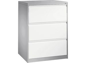 4062084676041 - Karteikartenschrank ACURADO 2-bahnig 3 Schübe weißaluminium   verkehrsweiß