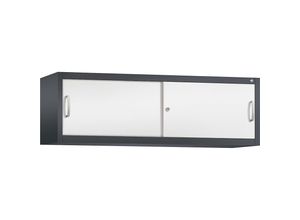 4063332004760 - ACURADO Aufsatzschrank mit Schiebetüren HxBxT 500 x 1600 x 400 mm schwarzgrau   verkehrsweiß