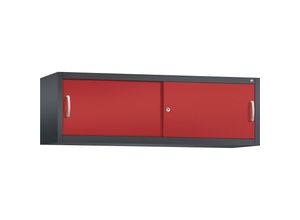 4063332004753 - ACURADO Aufsatzschrank mit Schiebetüren HxBxT 500 x 1600 x 400 mm schwarzgrau   feuerrot