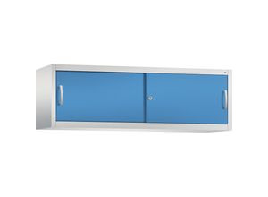 4053597275128 - ACURADO Aufsatzschrank mit Schiebetüren HxBxT 500 x 1600 x 400 mm lichtgrau   lichtblau