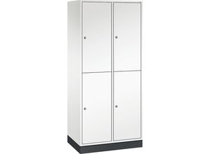 4061261122272 - INTRO doppelstöckiger Stahl-Garderobenschrank BxT 820 x 500 mm 4 Fächer Korpus reinweiß Türen reinweiß