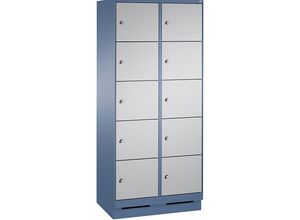 4056211573990 - EVOLO Fächerschrank mit Sockel 2 Abteile je 5 Fächer Abteilbreite 400 mm fernblau   weißaluminium