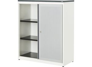 4250633331705 - mauser Schiebetürenschrank akustisch wirksam Kunststoffplatte HxBxT 1180 x 1000 x 432 mm 2 Fachböden reinweiß   weißaluminium   weiß