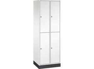 4061261121435 - INTRO doppelstöckiger Stahl-Garderobenschrank BxT 620 x 500 mm 4 Fächer Korpus reinweiß Türen reinweiß