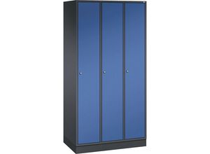 4061261120568 - C+P Garderobenschrank Intro H1950xB920xT490mm Korpus Schwarzgrau Türen Enzianblau Abteile 3 Abteilbreite 300 Fächer 3 Zylinderschloss