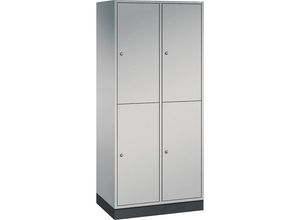 4061261122234 - INTRO doppelstöckiger Stahl-Garderobenschrank BxT 820 x 500 mm 4 Fächer Korpus weißaluminium Türen weißaluminium