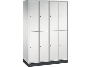 4025314663600 - INTRO doppelstöckiger Stahl-Garderobenschrank BxT 1220 x 500 mm 8 Fächer Korpus lichtgrau Türen lichtgrau