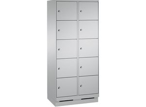 4056211573952 - EVOLO Fächerschrank mit Sockel 2 Abteile je 5 Fächer Abteilbreite 400 mm weißaluminium   weißaluminium