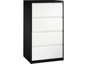 4062084676386 - Karteikartenschrank ACURADO 2-bahnig 4 Schübe schwarzgrau   verkehrsweiß