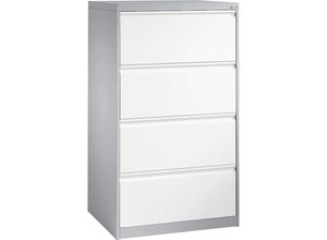 4062084676393 - Karteikartenschrank ACURADO 2-bahnig 4 Schübe weißaluminium   verkehrsweiß