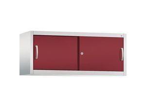 4051803597309 - ACURADO Aufsatzschrank mit Schiebetüren HxBxT 500 x 1200 x 400 mm lichtgrau   rubinrot