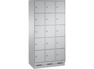 4056211574485 - EVOLO Fächerschrank mit Sockel 3 Abteile je 5 Fächer Abteilbreite 300 mm weißaluminium   weißaluminium