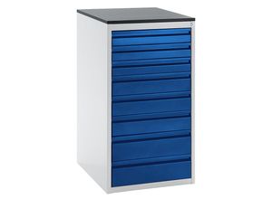 4040376927293 - Schubladenschrank mit Teleskopführungen Höhe 1030 mm Schubladen 3 x 90 3 x 120 2 x 150 mm lichtgrau   enzianblau Breite 580 mm