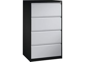 4051803575192 - Karteikartenschrank ACURADO 2-bahnig 4 Schübe schwarzgrau   weißaluminium