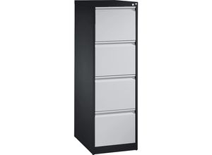 4051803565018 - Karteikartenschrank ACURADO 1-bahnig 4 Schübe schwarzgrau   weißaluminium