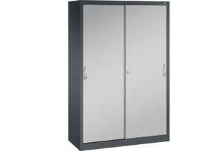 4063332003169 - C+P Schiebetürenschrank Acurado H1950xB1200xT500mm Korpus Schwarzgrau Fronten Weißaluminium Anzahl Fächer 6