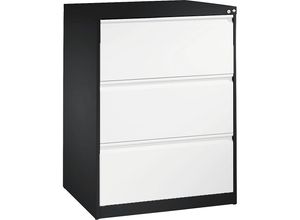 4062084676034 - Karteikartenschrank ACURADO 2-bahnig 3 Schübe schwarzgrau   verkehrsweiß