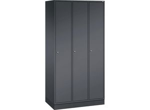 4055404427379 - C+P Garderobenschrank Intro H1950xB920xT490mm Korpus Schwarzgrau Türen Schwarzgrau Abteile 3 Abteilbreite 300 Fächer 3 Zylinderschloss