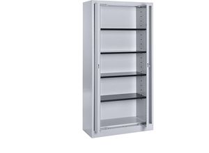 4250633300091 - mauser Stahlschrank mit Einschwenktüren 4 Fachböden Tiefe 420 mm weißaluminium