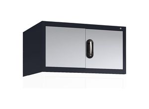 4025314792621 - ACURADO Aufsatzschrank mit Flügeltüren HxBxT 500 x 930 x 500 mm schwarzgrau   weißaluminium