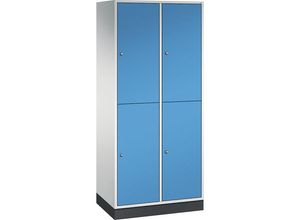 4050646994528 - INTRO doppelstöckiger Stahl-Garderobenschrank BxT 820 x 500 mm 4 Fächer Korpus lichtgrau Türen lichtblau