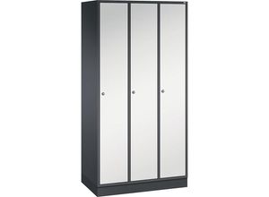 4061261120575 - C+P Garderobenschrank Intro H1950xB920xT490mm Korpus Schwarzgrau Türen Lichtgrau Abteile 3 Abteilbreite 300 Fächer 3 Zylinderschloss