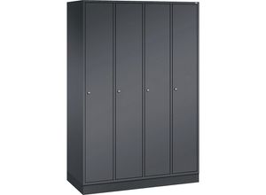 4055404427478 - C+P Garderobenschrank Intro H1950xB1220xT490mm Korpus Schwarzgrau Türen Schwarzgrau Abteile 4 Abteilbreite 300 Fächer 4 Zylinderschloss