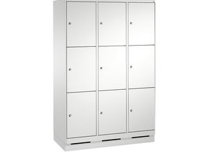 4056211308998 - EVOLO Fächerschrank mit Sockel 3 Abteile je 3 Fächer Abteilbreite 400 mm lichtgrau   lichtgrau