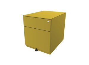 5020073713763 - BISLEY Rollcontainer Note™ mit 1 Hängeregistratur 1 Universalschublade HxBxT 502 x 420 x 565 mm mit Griffleiste und Top gelb