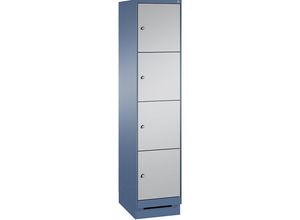 4056211572726 - EVOLO Fächerschrank mit Sockel 1 Abteil 4 Fächer Abteilbreite 400 mm fernblau   weißaluminium