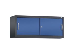 4053597580802 - ACURADO Aufsatzschrank mit Schiebetüren HxBxT 500 x 1200 x 400 mm schwarzgrau   enzianblau