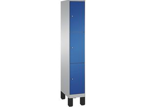 4056211568088 - EVOLO Fächerschrank mit Füßen 1 Abteil 3 Fächer Abteilbreite 300 mm weißaluminium   enzianblau