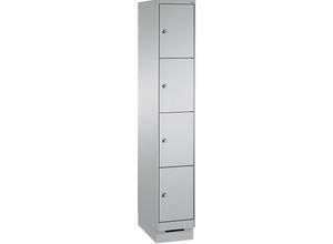 4056211572122 - EVOLO Fächerschrank mit Sockel 1 Abteil 4 Fächer Abteilbreite 300 mm weißaluminium