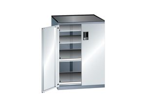 7612269045147 - LISTA Schubladenschrank mit Flügeltüren Höhe 1020 mm 4 Böden Traglast 75 kg grau metallic   lichtgrau