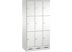 4053597549557 - EVOLO Fächerschrank mit Sockel 3 Abteile je 3 Fächer Abteilbreite 300 mm lichtgrau   lichtgrau