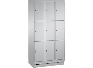 4056211574133 - EVOLO Fächerschrank mit Sockel 3 Abteile je 3 Fächer Abteilbreite 300 mm weißaluminium   weißaluminium