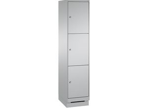 4056211572498 - EVOLO Fächerschrank mit Sockel 1 Abteil 3 Fächer Abteilbreite 400 mm weißaluminium   weißaluminium