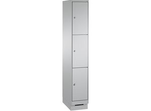 4056211571941 - EVOLO Fächerschrank mit Sockel 1 Abteil 3 Fächer Abteilbreite 300 mm weißaluminium   weißaluminium