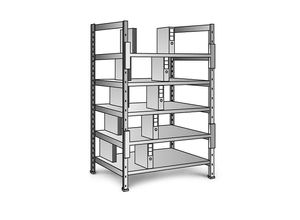 4260035210645 - Ordner- und Archiv-Steckregal verzinkt Höhe 1920 mm doppelseitig Boden-BxT 800 x 600 mm Grundfeld