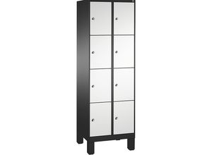 4056211569368 - EVOLO Fächerschrank mit Füßen 2 Abteile je 4 Fächer Abteilbreite 300 mm schwarzgrau   lichtgrau