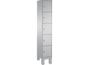 4056211568439 - EVOLO Fächerschrank mit Füßen 1 Abteil 5 Fächer Abteilbreite 300 mm weißaluminium   weißaluminium