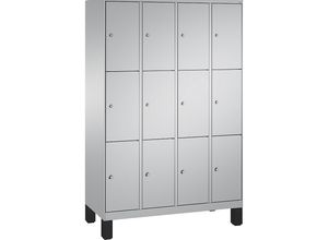 4056211571408 - EVOLO Fächerschrank mit Füßen 4 Abteile je 3 Fächer Abteilbreite 300 mm weißaluminium   weißaluminium