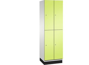 4059369448042 - CAMBIO Fächerschrank mit Garderobenstange 4 Fächer Korpus lichtgrau   Tür viridingrün Breite 600 mm