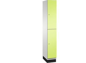 4059369643287 - CAMBIO Fächerschrank mit Garderobenstange 2 Fächer Korpus lichtgrau   Tür viridingrün Breite 300 mm