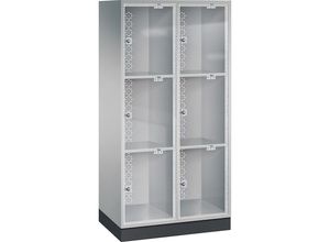 4056443113544 - INTRO Stahl-Schließfachschrank mit Acrylglastür HxBxT 1750 x 820 x 500 mm Fachhöhe 510 mm 6 Fächer Korpus weißaluminium